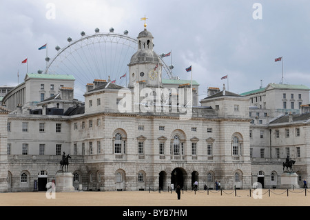 Horse Guards parade ground, London Eye in the back, London, England, United Kingdom, Europe Stock Photo