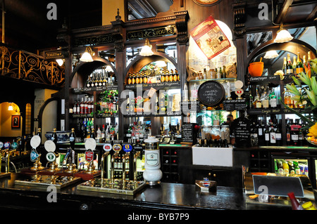 Interior view, typical English pub, London, England, United Kingdom, Europe Stock Photo