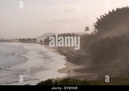 Beach, Fort Dauphin, hazy evening, Taolagnaro, Madagascar, Africa Stock Photo