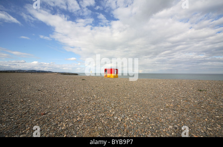 Life guards hut on Bray beach in Southern Ireland Stock Photo