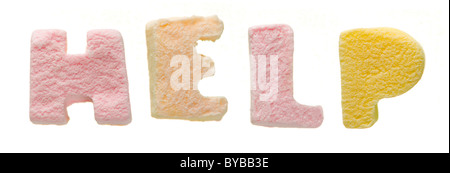 Sweet letters -spelling out the word Help Stock Photo