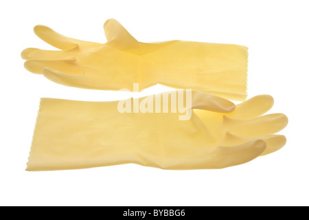Rubber Gloves on White Background Stock Photo