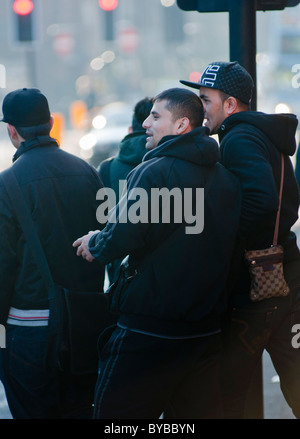 Muslim youths on Stoney Stanton Rd in Coventry, West Midlands, England. Stock Photo