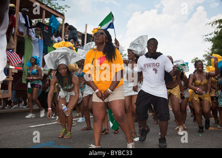 Launched by a large Caribbean-style parade, the DC Caribbean Carnival is held annually in Washington, DC. Stock Photo