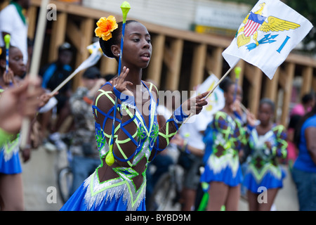 Launched by a large Caribbean-style parade, the DC Caribbean Carnival is held annually in Washington, DC. Stock Photo