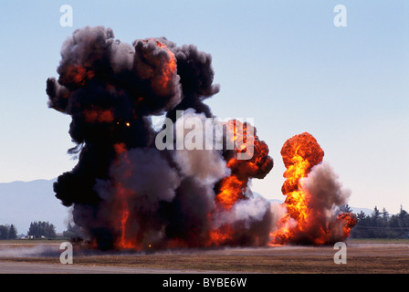 Fireball Explosions with Billowing Black Smoke and Intense Flames Stock ...