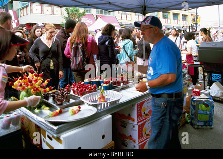 Italian Day Festival, Commercial Drive, Vancouver, BC, British Columbia Canada - Fresh Fruits for Sale at Fruit Stall Vendor Stock Photo