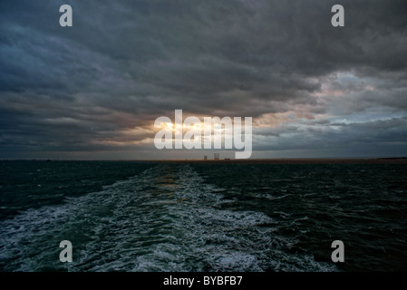 Ships wake sunset Stock Photo