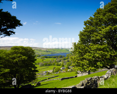 Gouthwaite Reservoir and Wath from Silver Hill, Nidderdale, North Yorkshire Stock Photo