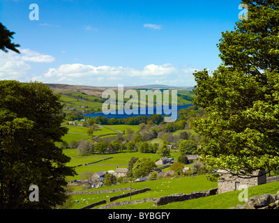 Gouthwaite Reservoir and Wath from Silver Hill, Nidderdale, North Yorkshire Stock Photo