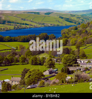 Gouthwaite Reservoir and Wath from Silver Hill, Nidderdale, North Yorkshire Stock Photo