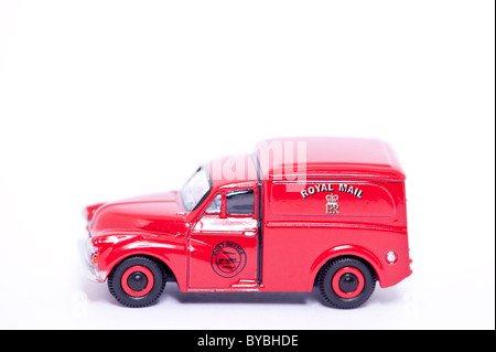 A toy model old fashioned Royal Mail post van on a white background Stock Photo