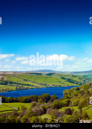 Gouthwaite Reservoir and Wath from Silver Hill, Nidderdale, North Yorkshire Stock Photo