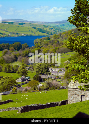 Gouthwaite Reservoir and Wath from Silver Hill, Nidderdale, North Yorkshire Stock Photo