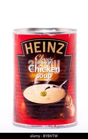 A tin of Heinz cream of chicken soup on a white background Stock Photo