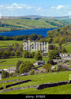 Gouthwaite Reservoir and Wath from Silver Hill, Nidderdale, North Yorkshire Stock Photo