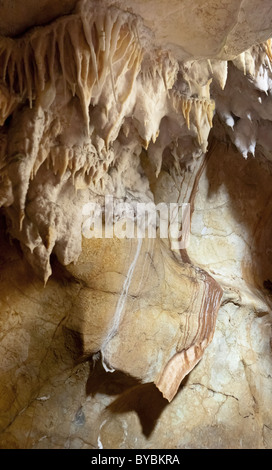 Detail of limestone formations including stalagmites and stalactites at the Jenolan Caves in Australia Stock Photo