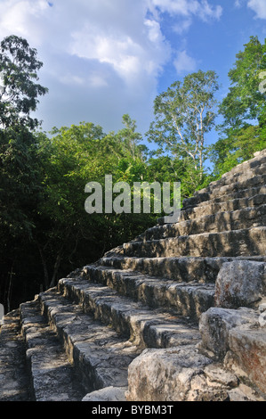 Steps of the Nohoch Mul pyramid at the Mayan ruins of Coba Yucatan Mexico Stock Photo