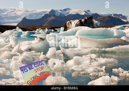 Jokulsarlon ice lagoon has been created by the rapid retreat of the Breidamerkurjokull glacier in Iceland Stock Photo