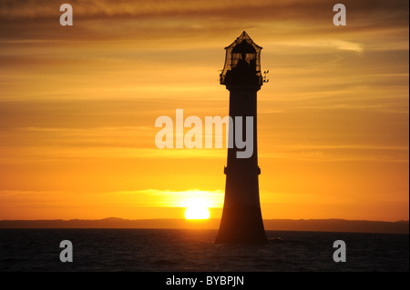 The Bell Rock Lighthouse 12 miles off the coast of Arbroath in the north east of Scotland.  Photographed in January  2011 Stock Photo