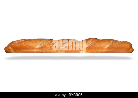 Light and delicious baguette bread isolated on white background