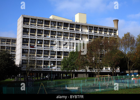 One of the Le Corbusier-inspired 'slab' blocks on the Alton Estate West, Roehampton, south London Sw15 Stock Photo