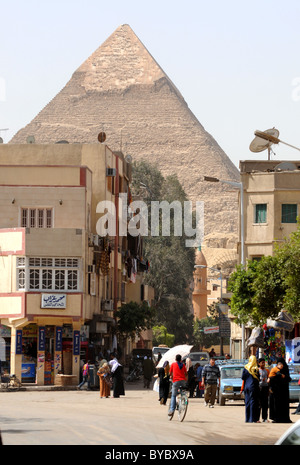 Pyramid viewed from the streets of Cairo in Egypt, Khafre Pyramid, Cairo, Egypt Stock Photo