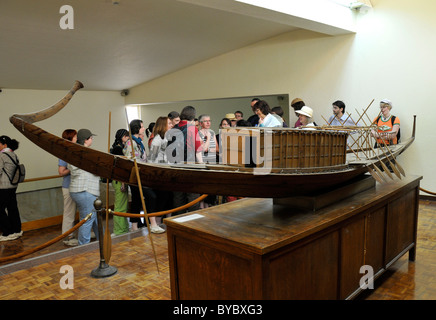 Model of the Khufu ship, also known as King Cheops' Solar boat at the Giza Pyramids museum, Cairo, Egypt Stock Photo