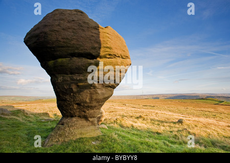 Bridestone Rocks The Kebstone or Bridestone, strange shaped rock formation on ...