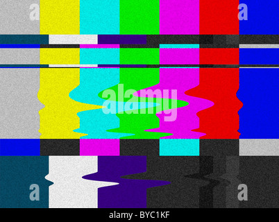 Distorted Television bars signal. Error on the test signal. Stock Photo
