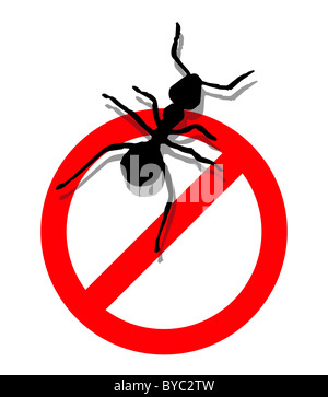 Illustration of forbidden to enter ants. Vector available Stock Photo
