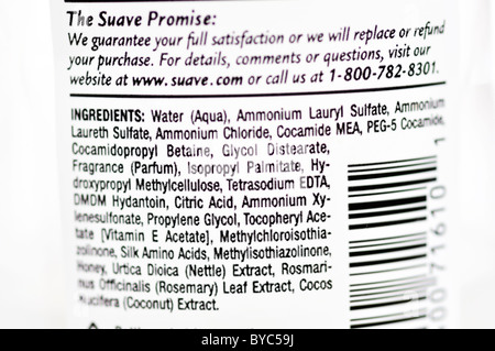 Ingredients list on liquid soap bottle Stock Photo - Alamy