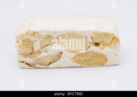 torrone (turron)  Nougat Bar with Nuts Stock Photo