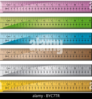 Set metal wooden rulers hole punch hi-res stock photography and