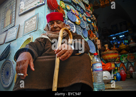 Shop owner in Sousse, Tunisia Stock Photo