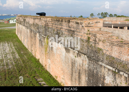 Old exterior wall of Fort Pickens, a civil war era defensive fortification located on Santa Rosa Island, Florida. Stock Photo