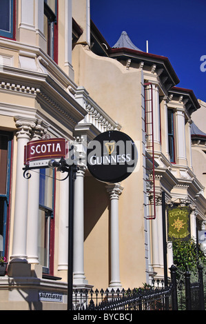 Historic terraced houses, Stuart Street, Dunedin, Otago Region, South Island, New Zealand Stock Photo