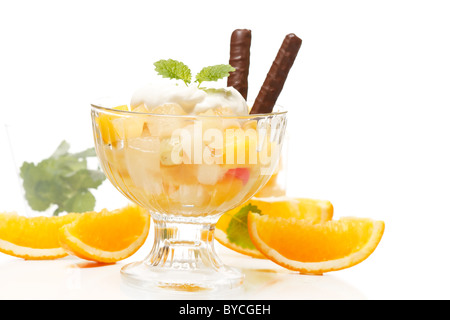 Fresh fruits salad with mint Stock Photo
