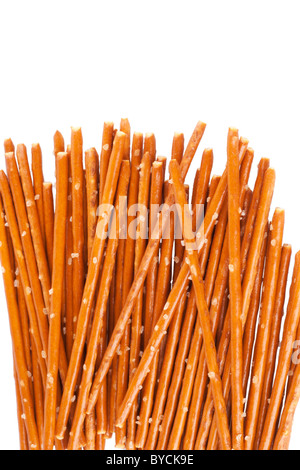 salted pretzel sticks isolated on white Stock Photo