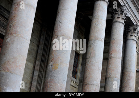 Stone columns on a building in Geneva center of the Old Town. Stock Photo