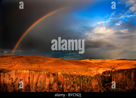A beautiful, 'half' rainbow after the storm over Ihlara Valley. Aksaray, Cappadocia, Turkey Stock Photo