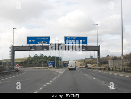 Driving on M27 motorway in Hampshire UK, junction of M271 Stock Photo ...