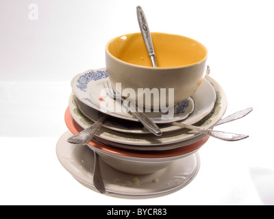 dishes, washing, dishware, dirty, on, housework, isolated, white, cleaning, appliance, dishwasher, pan, background, clean Stock Photo