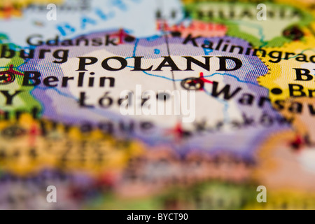 Poland on the map. Stock Photo