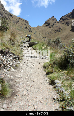 Looking toward Dead Woman's Pass on the Inca Trail in the Andes Mountains in Peru Stock Photo