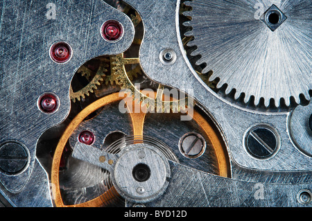 Mechanical jewel watch clockwork , super macro Stock Photo