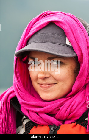 Alaska. Young woman in Thomas Bay, Chuck River Wilderness Area, Tongass National Forest, Southeast Alaska. Stock Photo