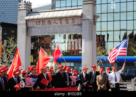 Rally in Chinatown in support of Sino-American relations April 4, 2010 in New York City. Stock Photo