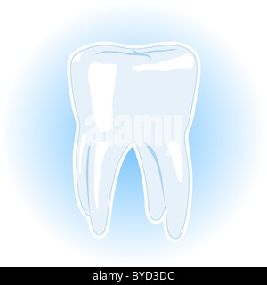 Vector illustration of a healthy tooth isolated on white blue background Stock Photo
