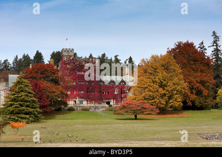 Hatley Castle, Victoria, BC, Canada, in autumn clothes. Stock Photo